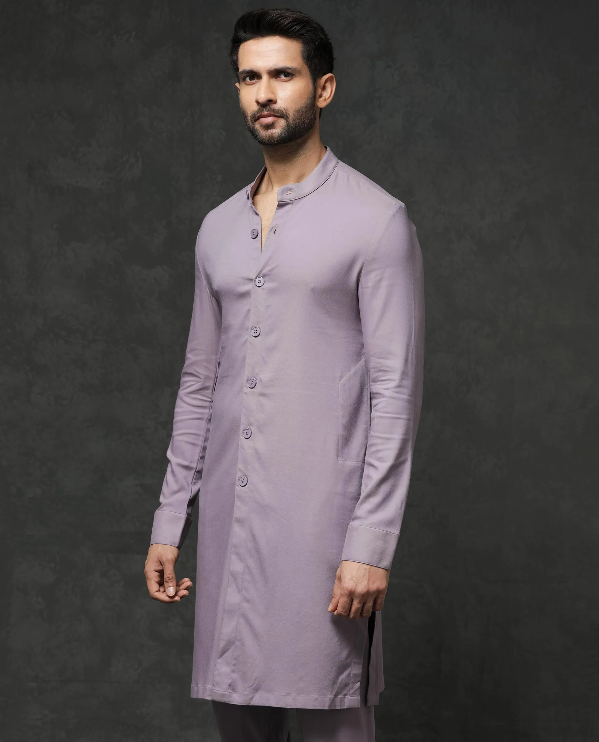 Rare Rabbit Men's Medo-Kpb Pastel Purple Kurta-Suit