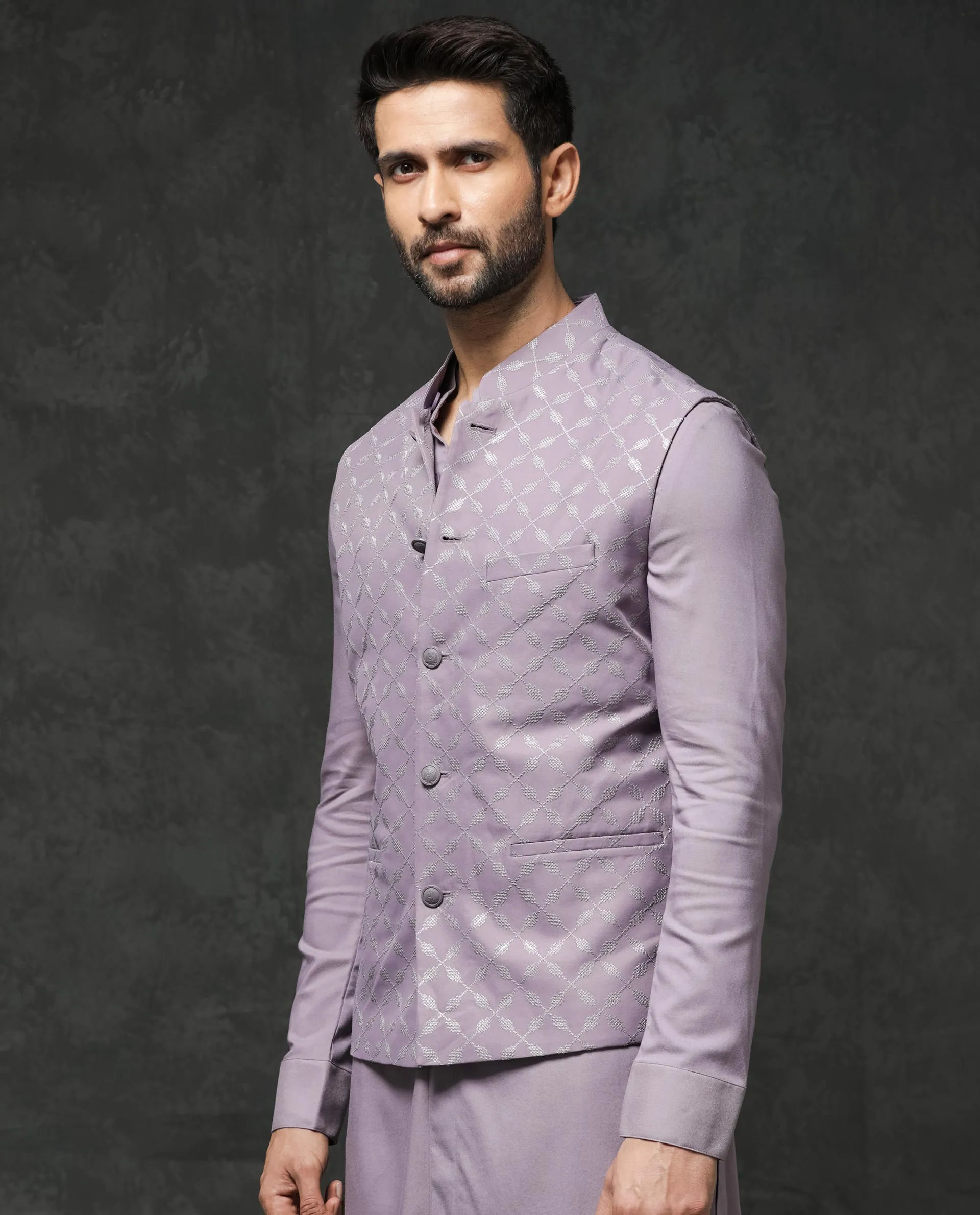 Rare Rabbit Men's Medo-Kpb Pastel Purple Kurta-Suit