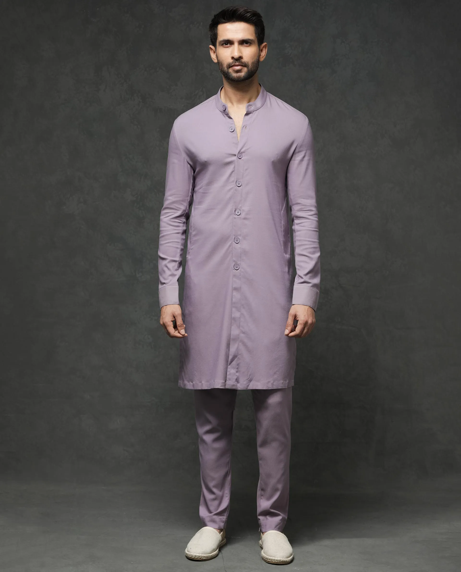 Rare Rabbit Men's Medo-Kpb Pastel Purple Kurta-Suit