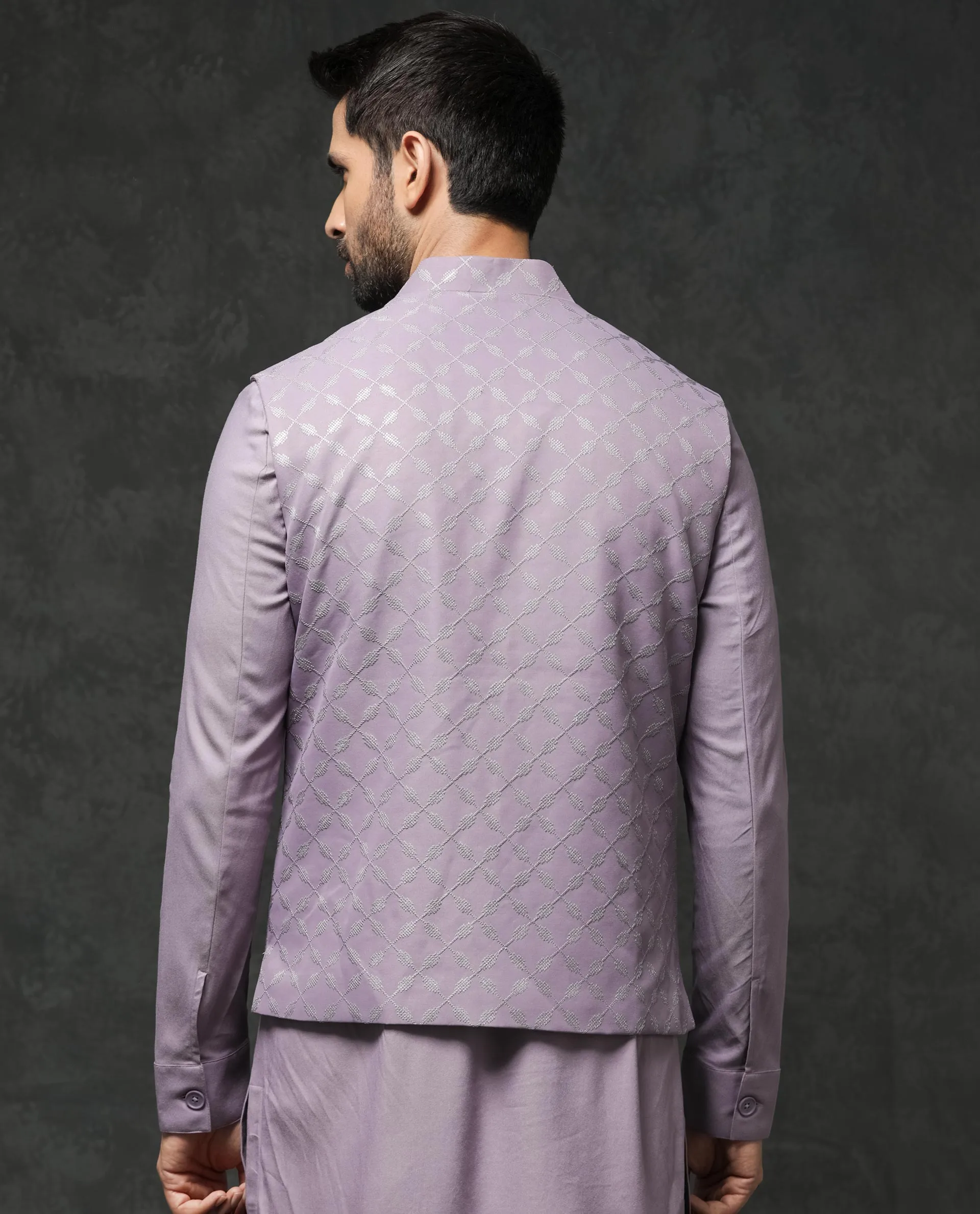 Rare Rabbit Men's Medo-Kpb Pastel Purple Kurta-Suit