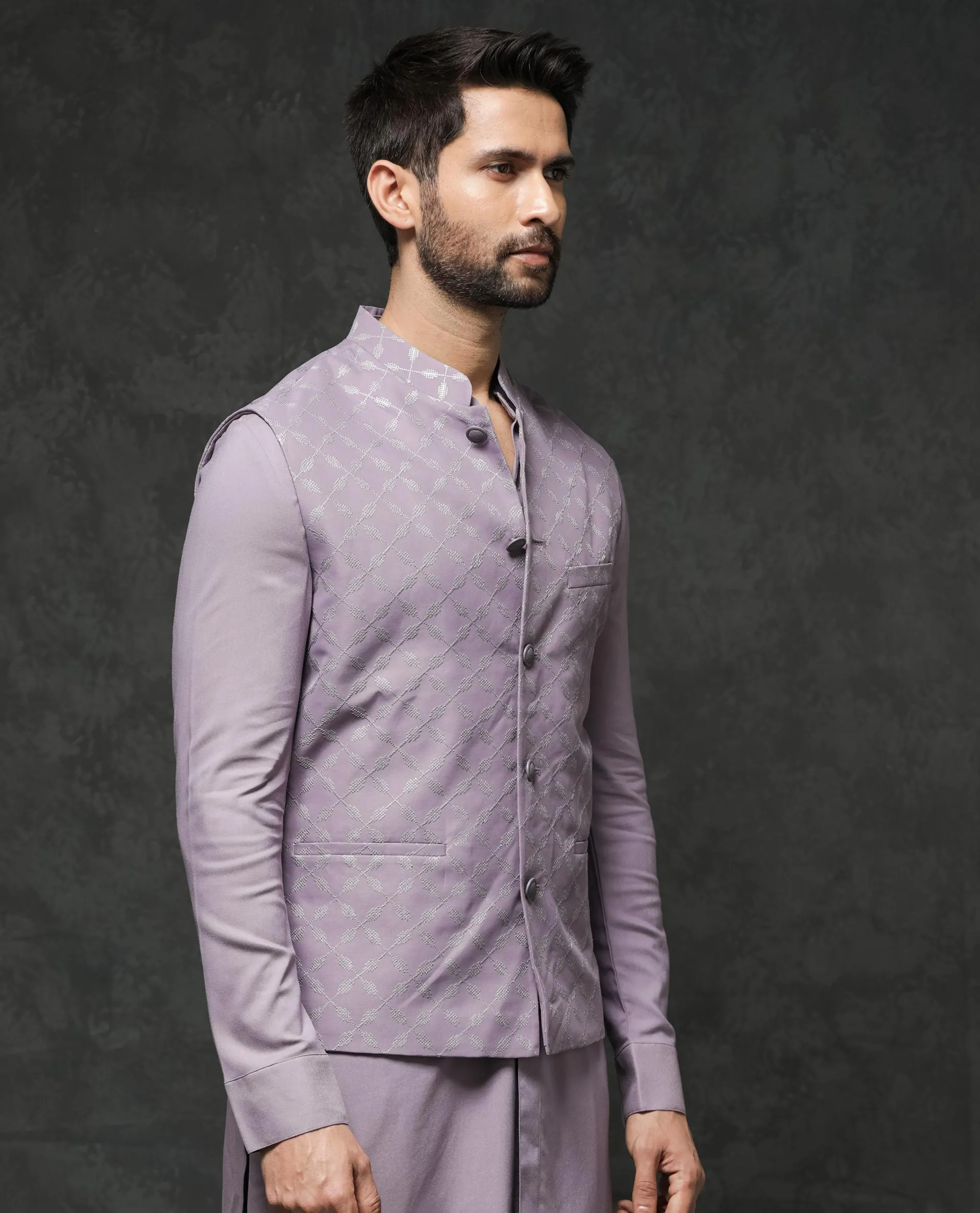 Rare Rabbit Men's Medo-Kpb Pastel Purple Kurta-Suit