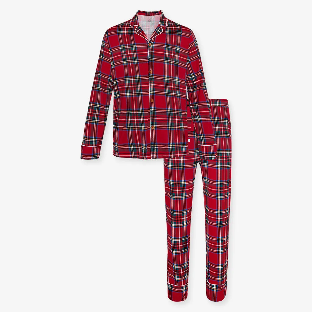 Red Tartan Plaid Men's Relaxed Pant Luxe Loungewear