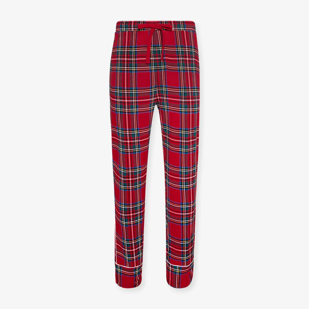 Red Tartan Plaid Men's Relaxed Pant Luxe Loungewear