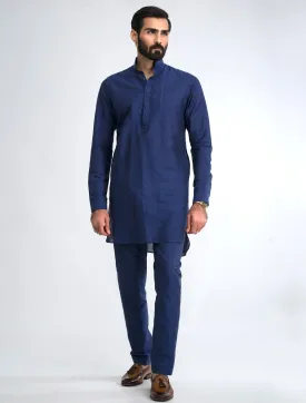 ROYAL BLUE LINEN KURTA PAJAMA