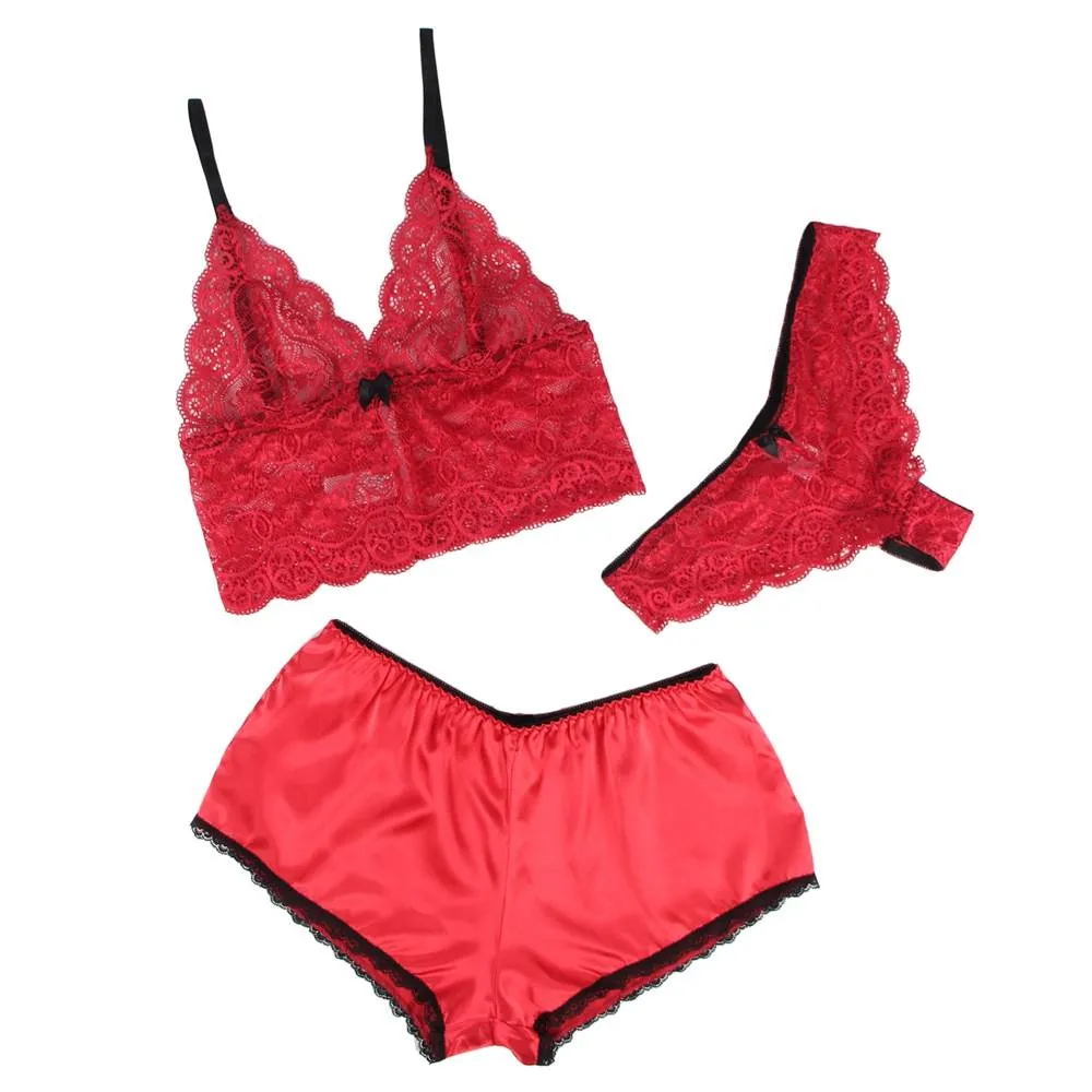 Ruby Goddess Lace Trim Set