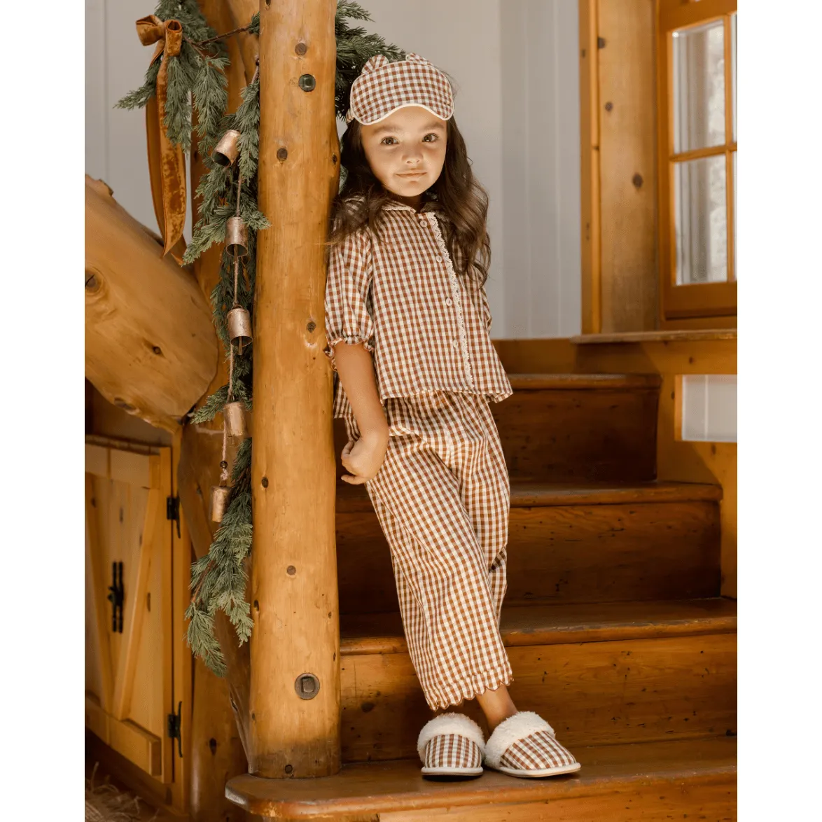 Rylee   Cru Long Sleeve Pajamas- Brick Gingham