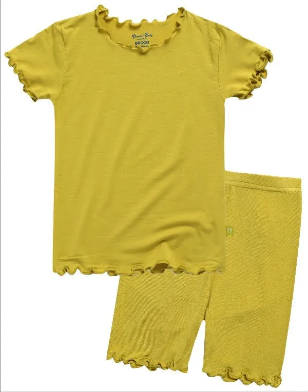 Shirring Olive Short Sleeve Pajamas