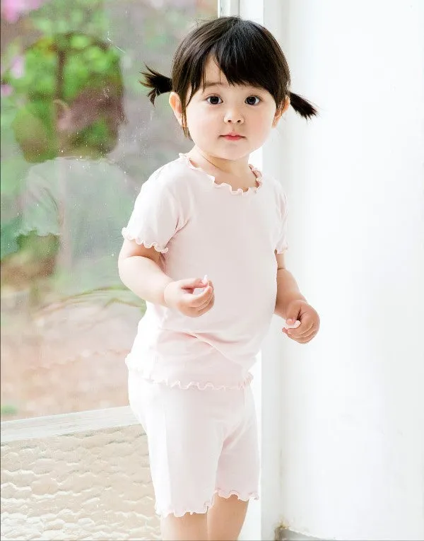 Shirring Pink Short Sleeve Pajamas