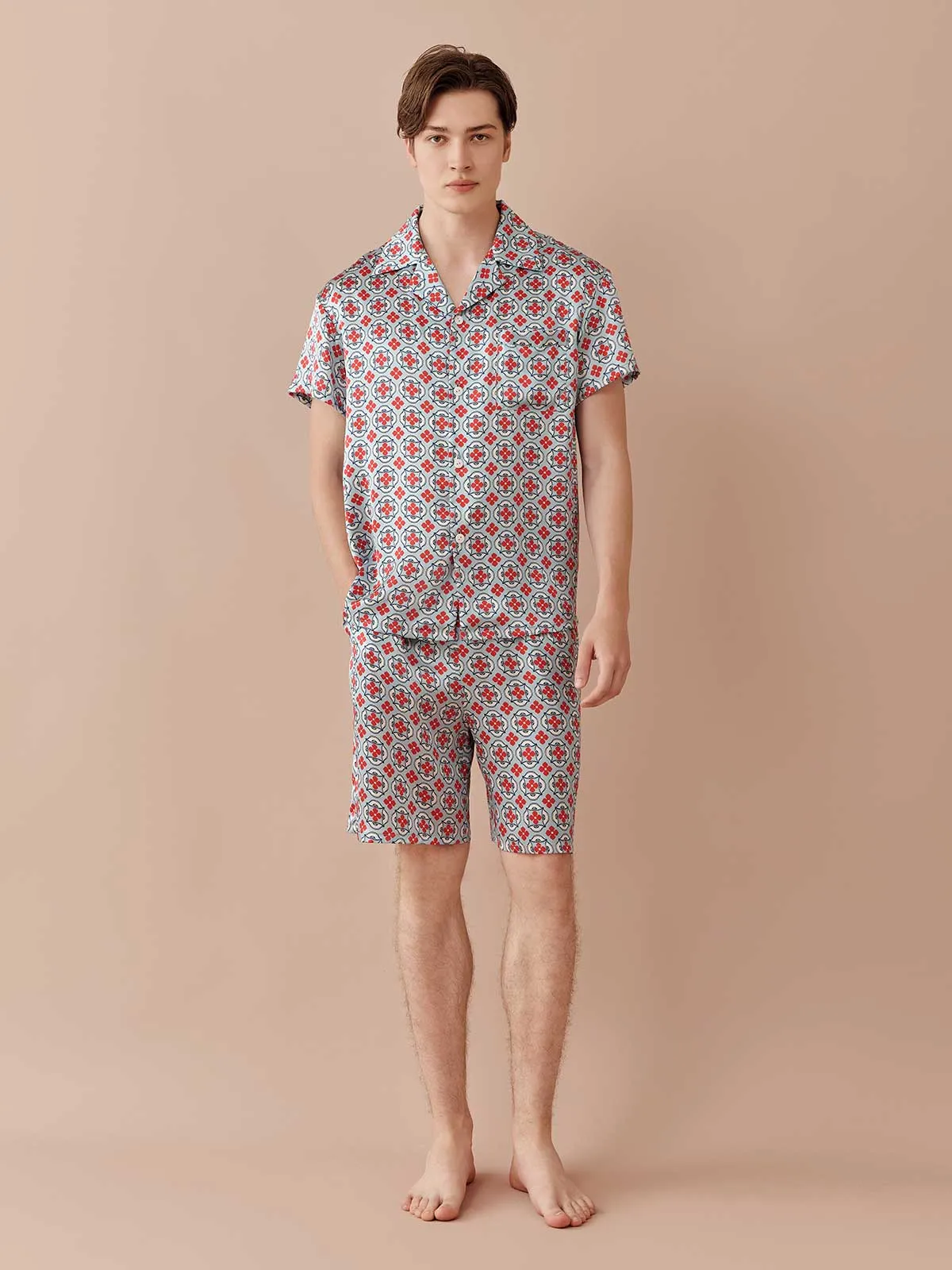 SILKINC Men's Dome Pattern Short Pajama Set