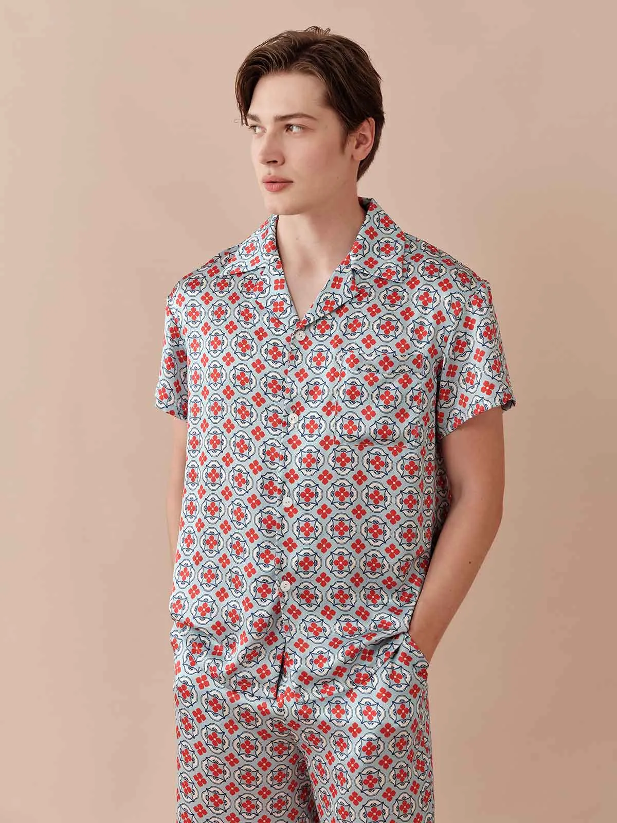 SILKINC Men's Dome Pattern Short Pajama Set