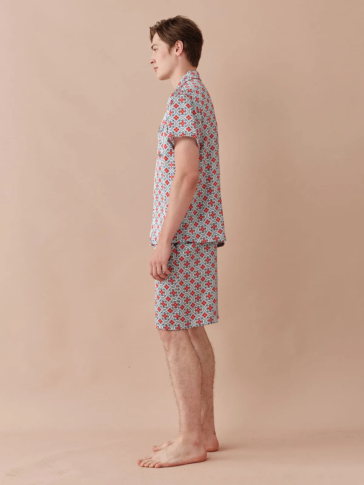 SILKINC Men's Dome Pattern Short Pajama Set