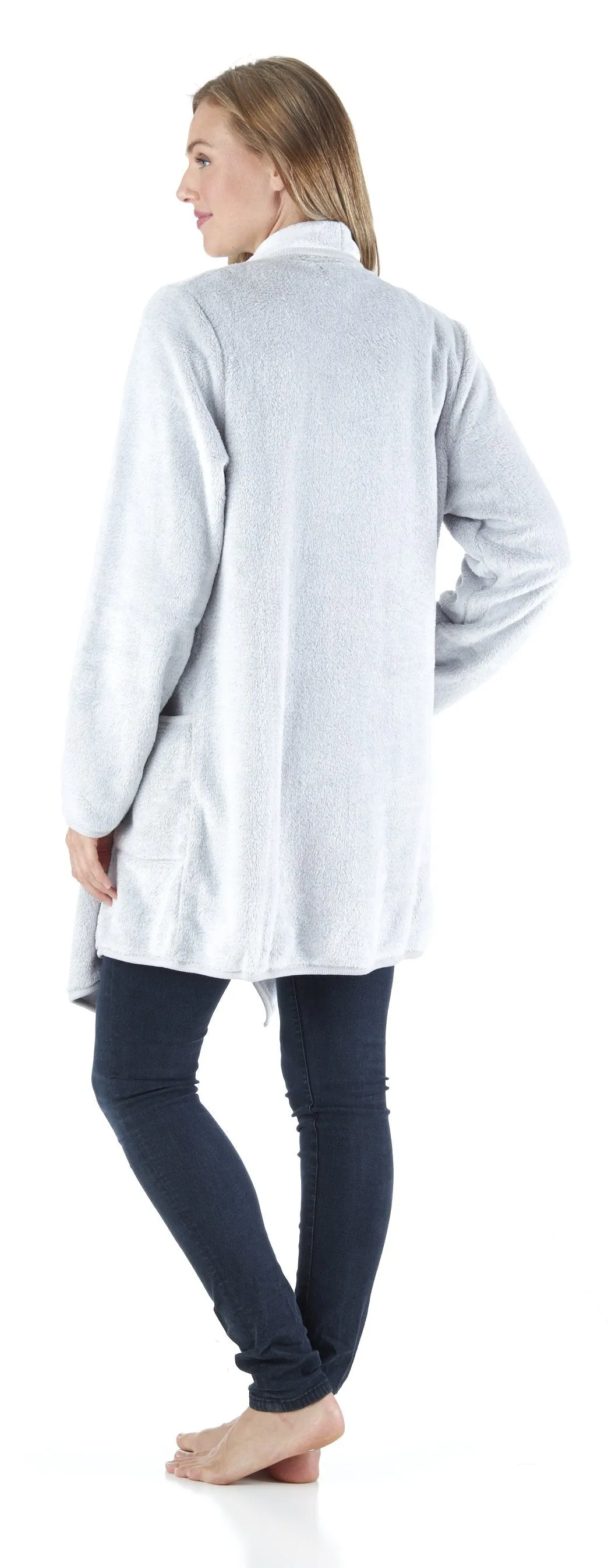 Sleepyheads Pajama Women's Fleece Long Sleeve Wrap Robe Cardigan with Pockets