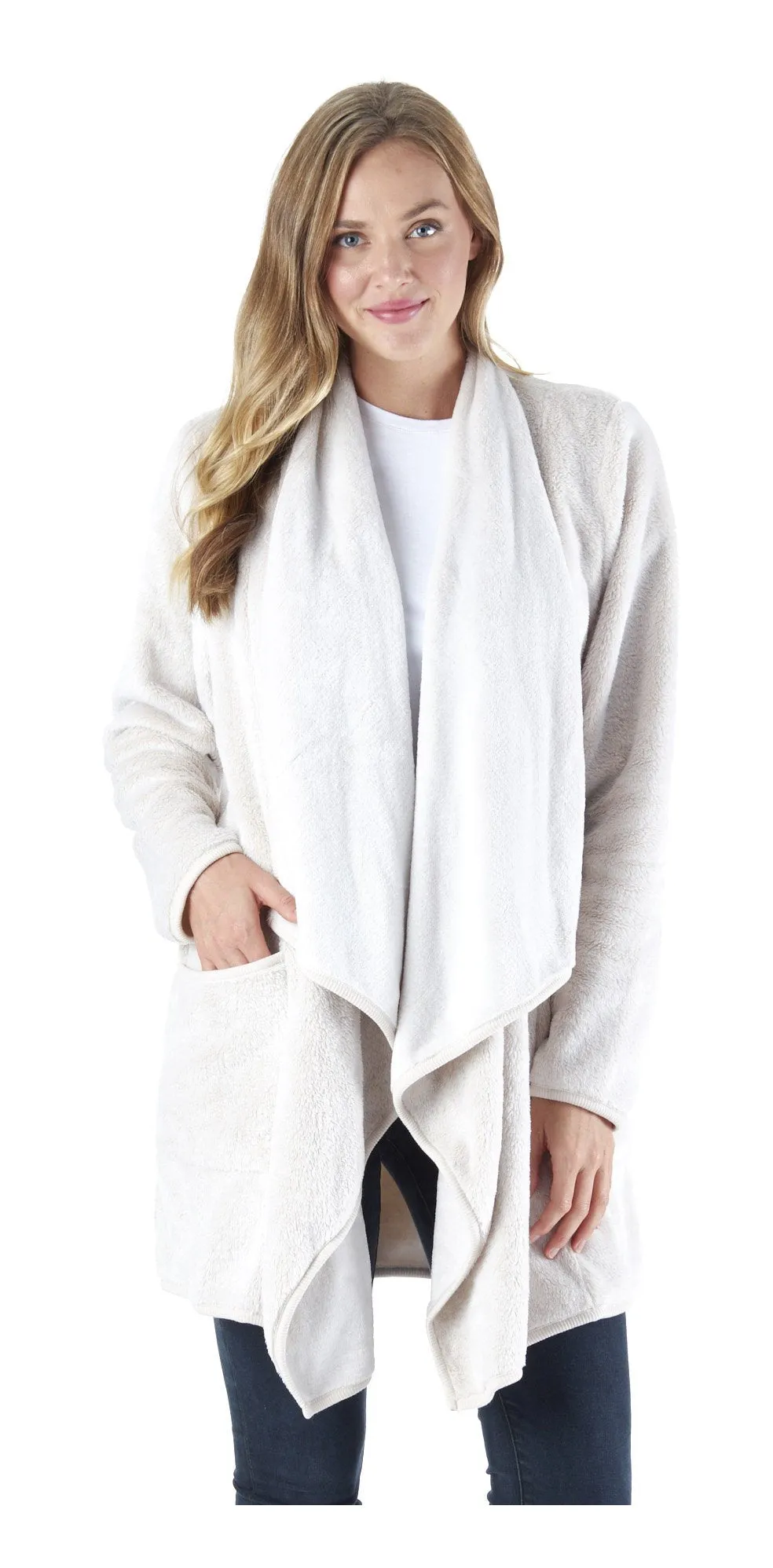 Sleepyheads Pajama Women's Fleece Long Sleeve Wrap Robe Cardigan with Pockets