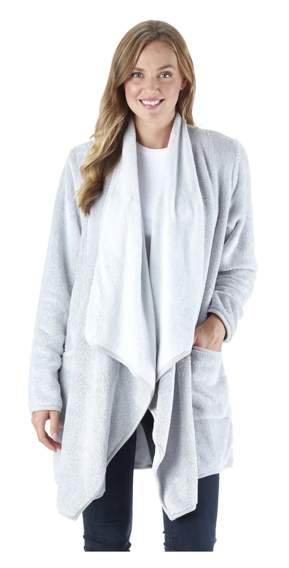 Sleepyheads Pajama Women's Fleece Long Sleeve Wrap Robe Cardigan with Pockets