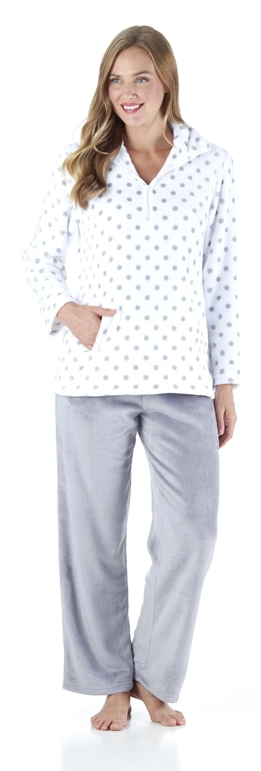 Sleepyheads Women's Sleepwear 1/4 Zip Fleece 2-Piece Loungewear Pullover Pajama Set with Pockets