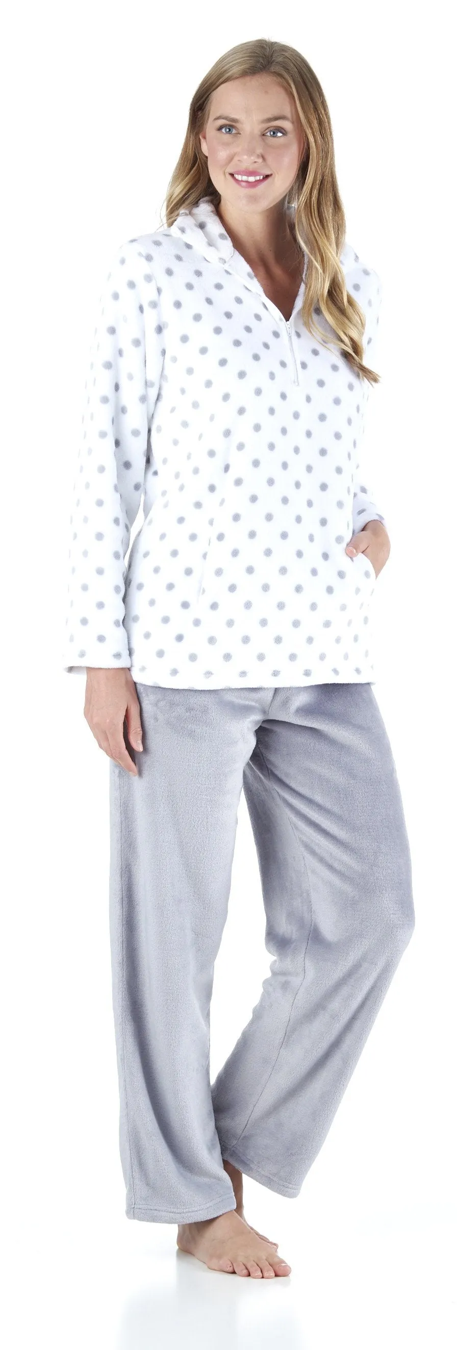 Sleepyheads Women's Sleepwear 1/4 Zip Fleece 2-Piece Loungewear Pullover Pajama Set with Pockets