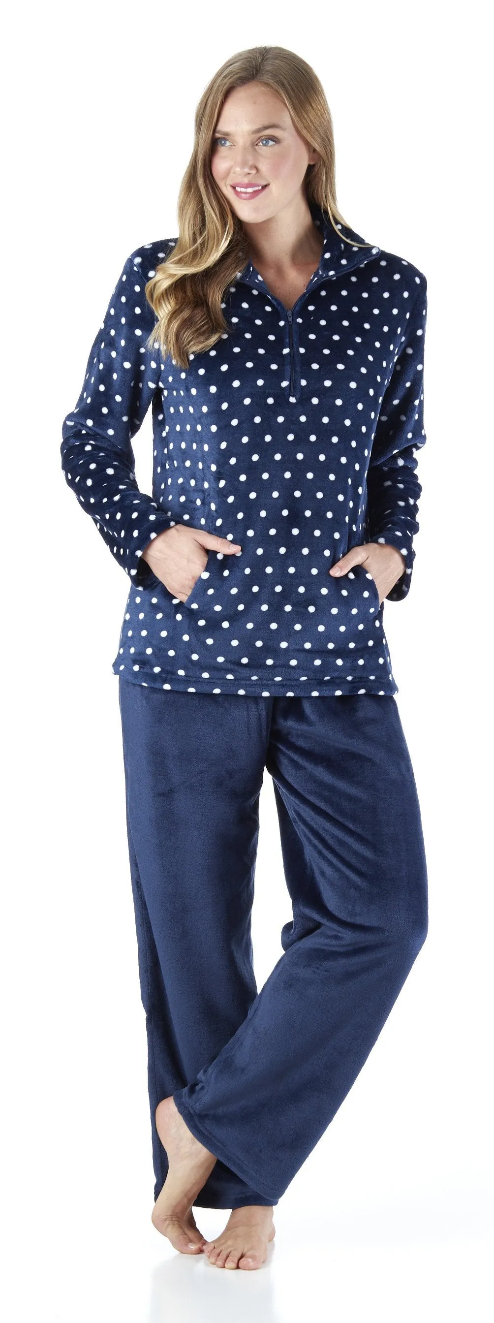 Sleepyheads Women's Sleepwear 1/4 Zip Fleece 2-Piece Loungewear Pullover Pajama Set with Pockets