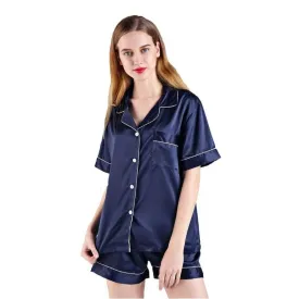 Softouch Super Soft Satin Short Navy Pyjama Set