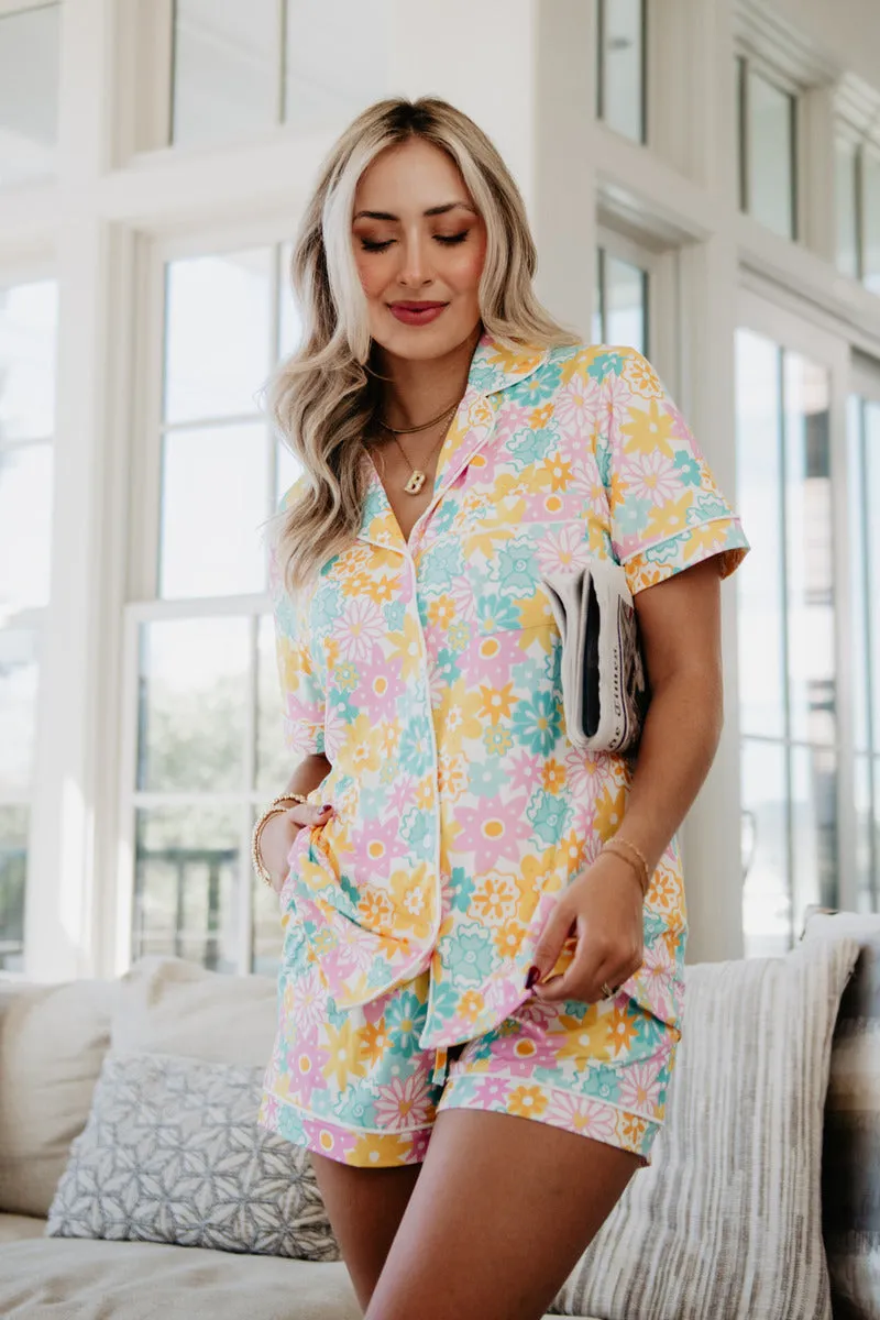 Spring Flowers Wholesale Pajama Shorts Set