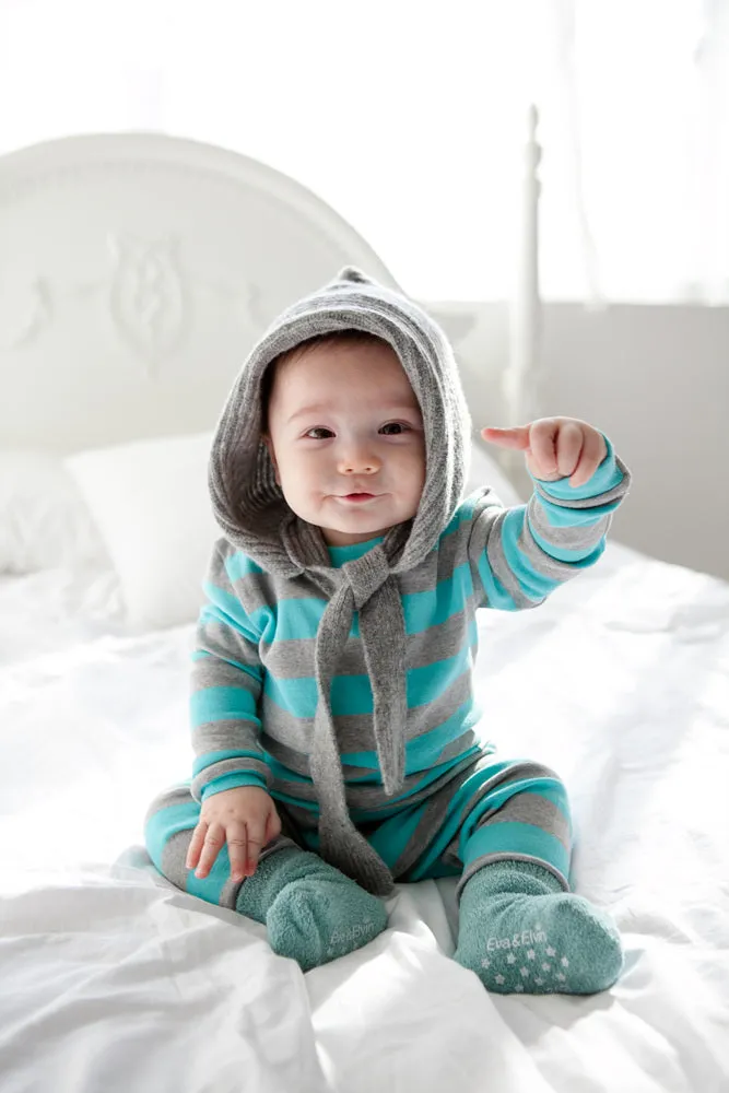 Stripe Magic Mint Grey Long Sleeve Pajama