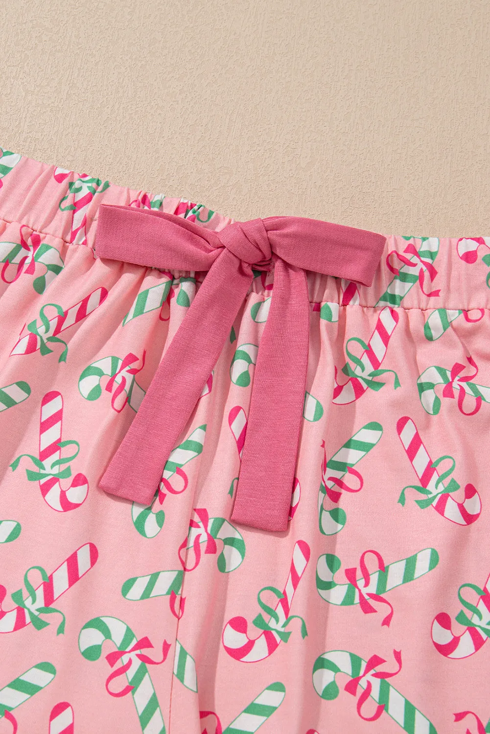 Sweet Christmas Candy Cane Pajama Short Set