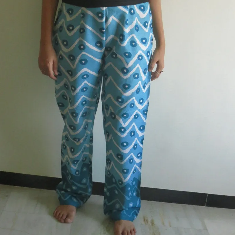 Teal Chevron Straight Cut Drawstring Pajamas