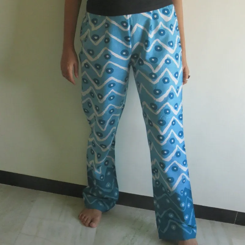 Teal Chevron Straight Cut Drawstring Pajamas