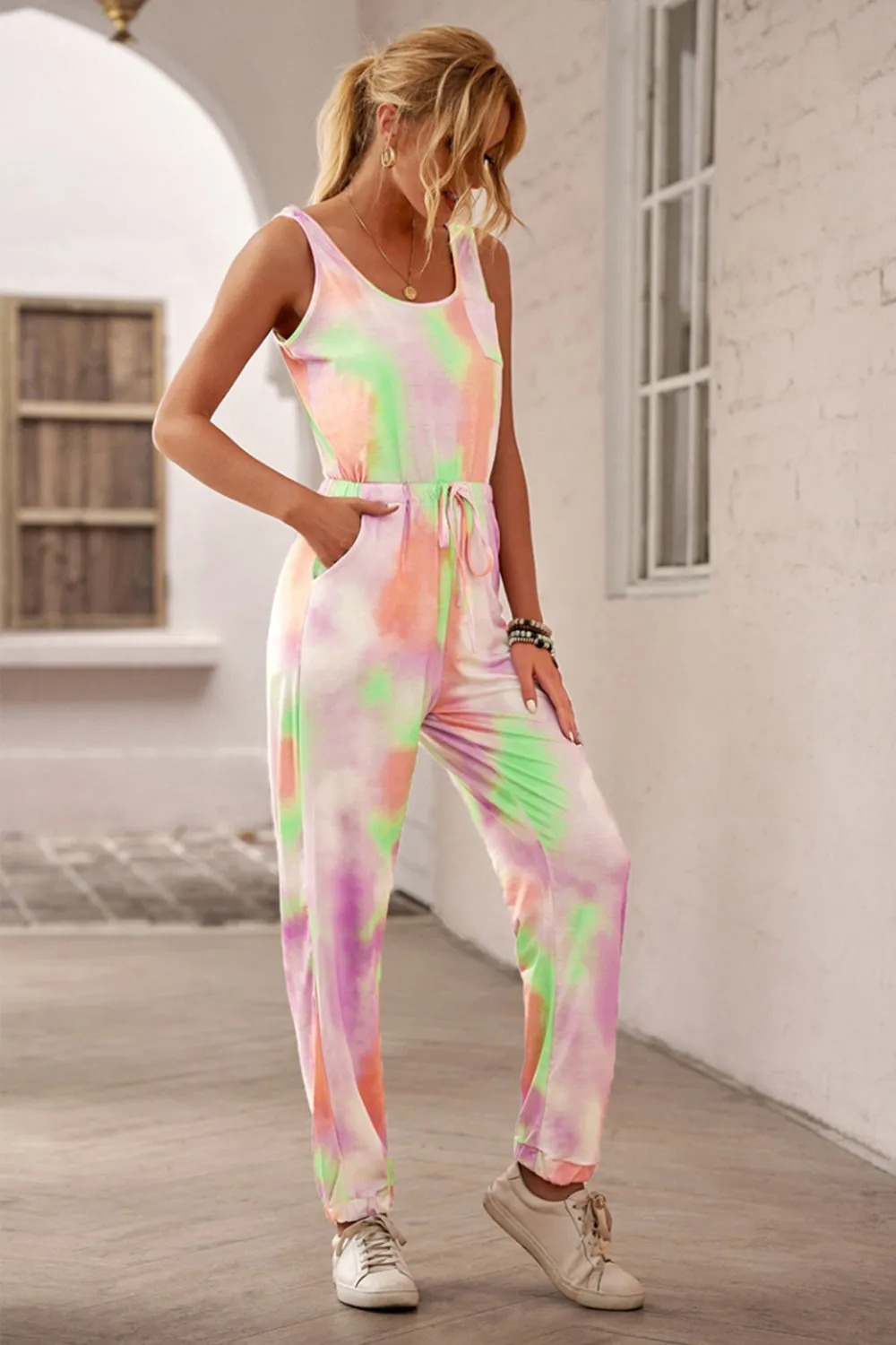 Tie-dye Long Sleeveless Pajamas