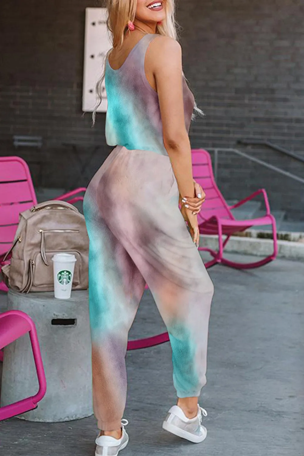 Tie-dye Long Sleeveless Pajamas