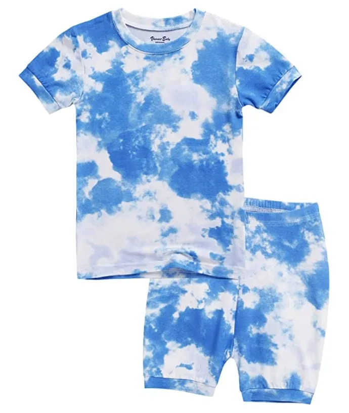 Tie Dye Ocean Blue Short Sleeve Pajamas