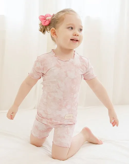 Tie Dye Powder Pink Bamboo Short Sleeve Pajamas