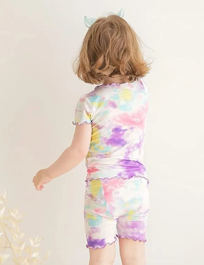 Tie Dye Vanilla Purple Short Sleeve Pajamas