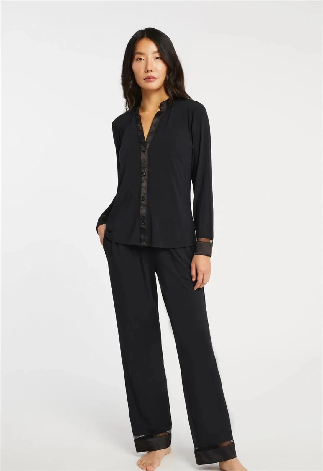 Tuxedo PJ Set In Black - Fleurt