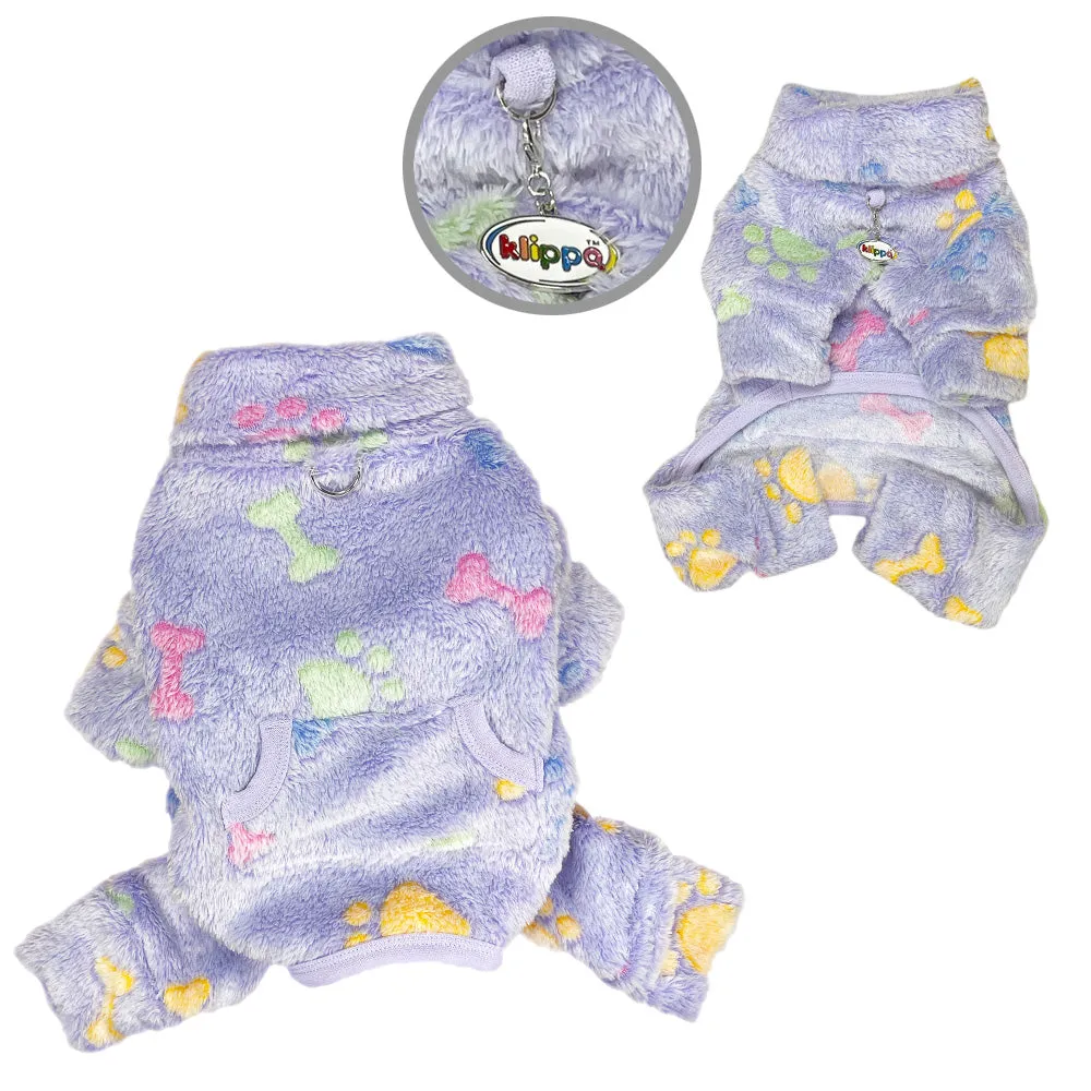 Ultra Plush Colorful Bones/Paws Turtleneck Pajamas