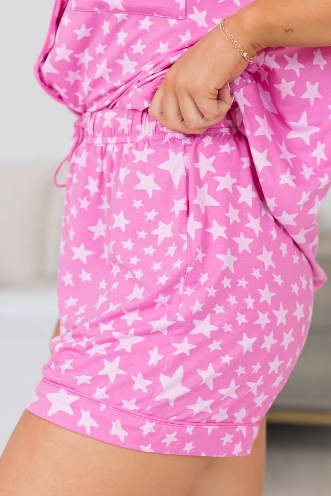 Under The Stars Pink Tonal Stars Bamboo Pajama Shorts FINAL SALE