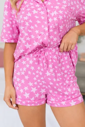 Under The Stars Pink Tonal Stars Bamboo Pajama Shorts FINAL SALE