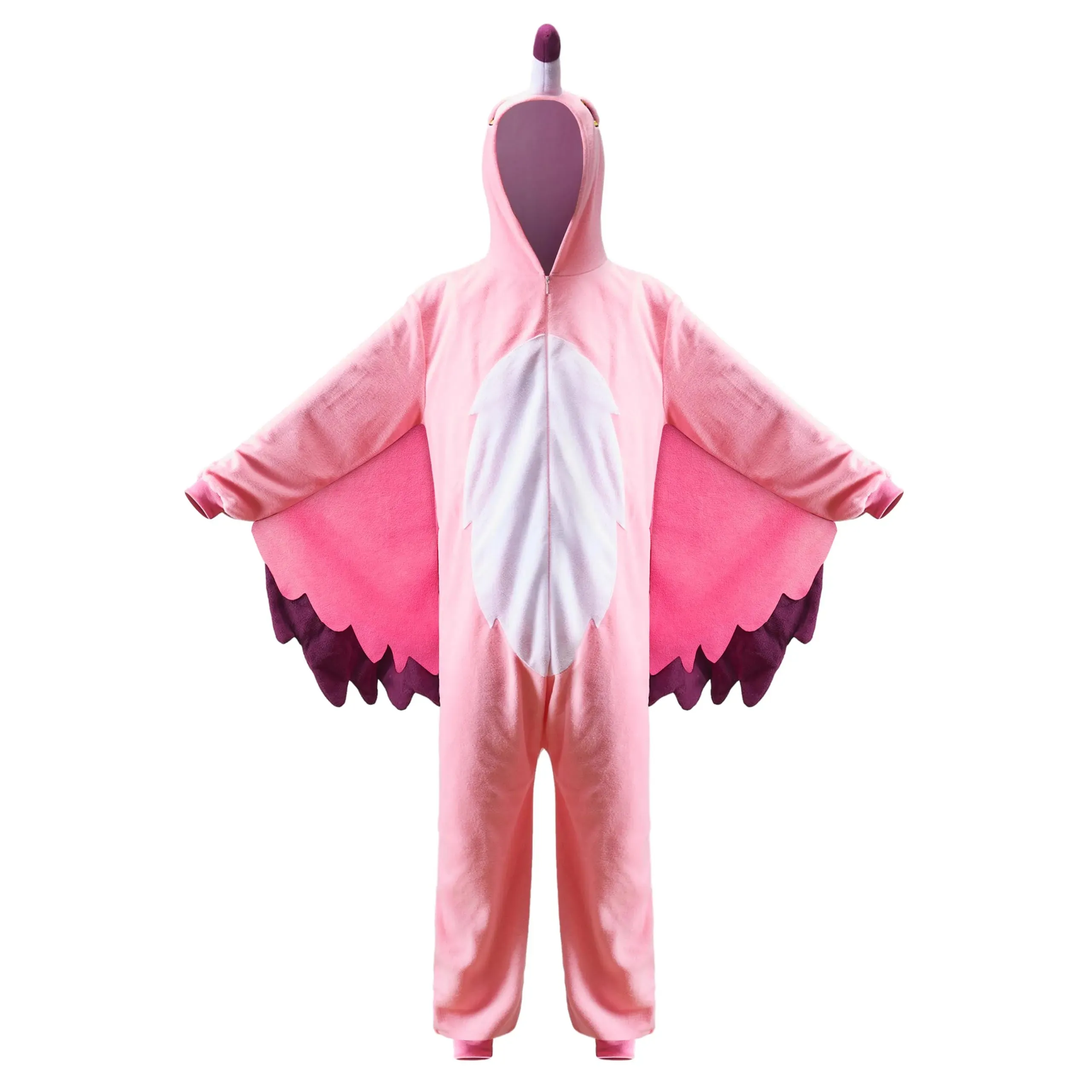 Unisex Adult Flamingo Pajama Plush Costume with Hat Tail