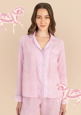 Whisper Long Sleeve Pajama Set | Blossomare Print | Feather Pink