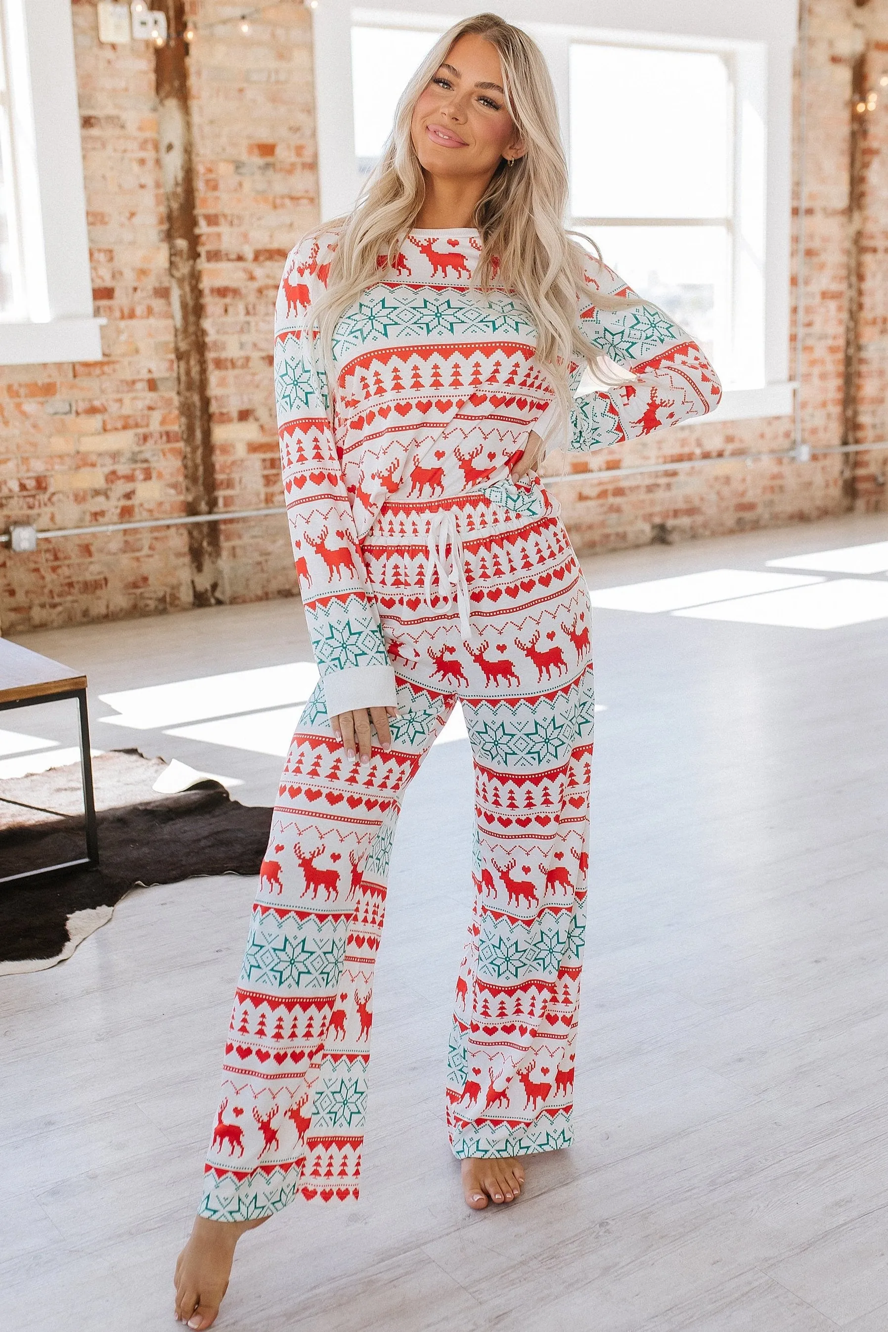 White Nordic Christmas Pajama Set | S-XL