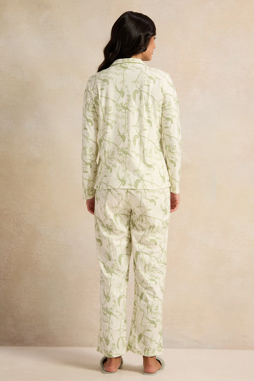 Women Ivory Printed Pajama Set (2 Piece)