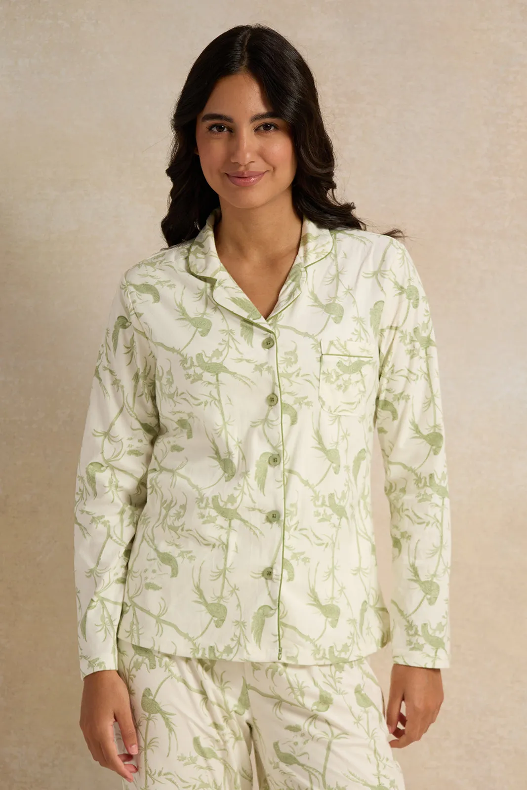 Women Ivory Printed Pajama Set (2 Piece)