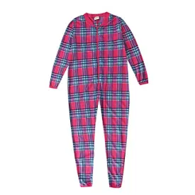 Women Long Sleeve Fleece Red Plaid Onesie Pajamas