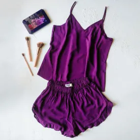 Women summer pajama set Purple top   shorts