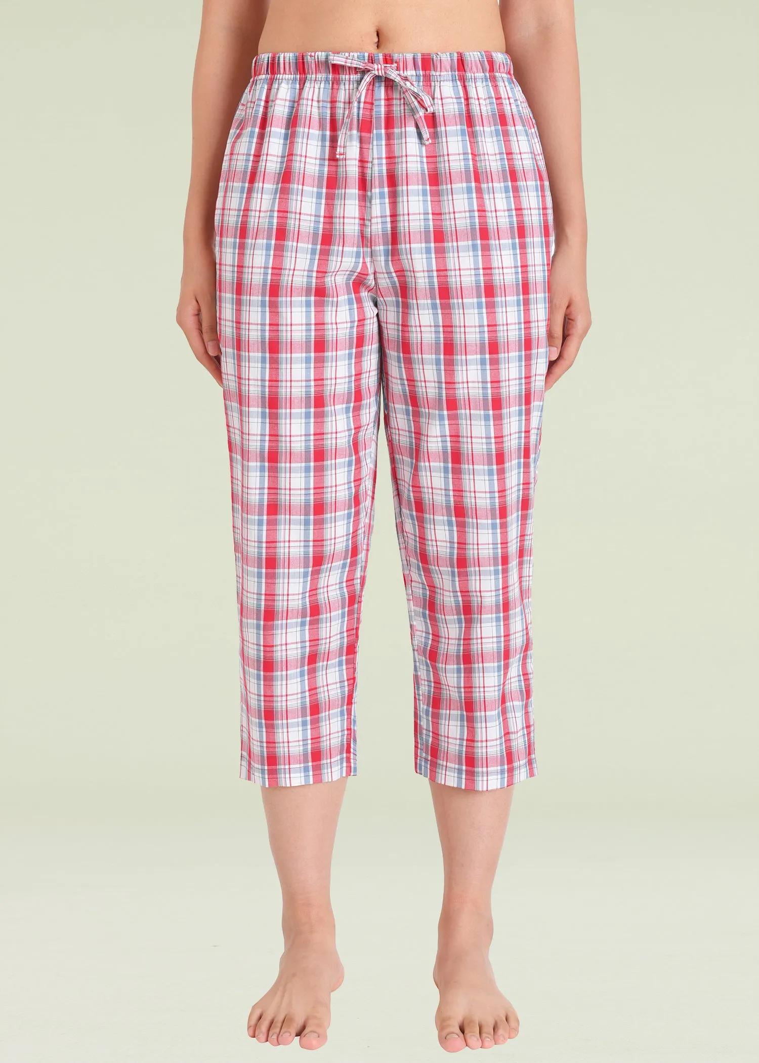 Women's Capri Pajama Pants Cotton PJ Bottoms with Pockets