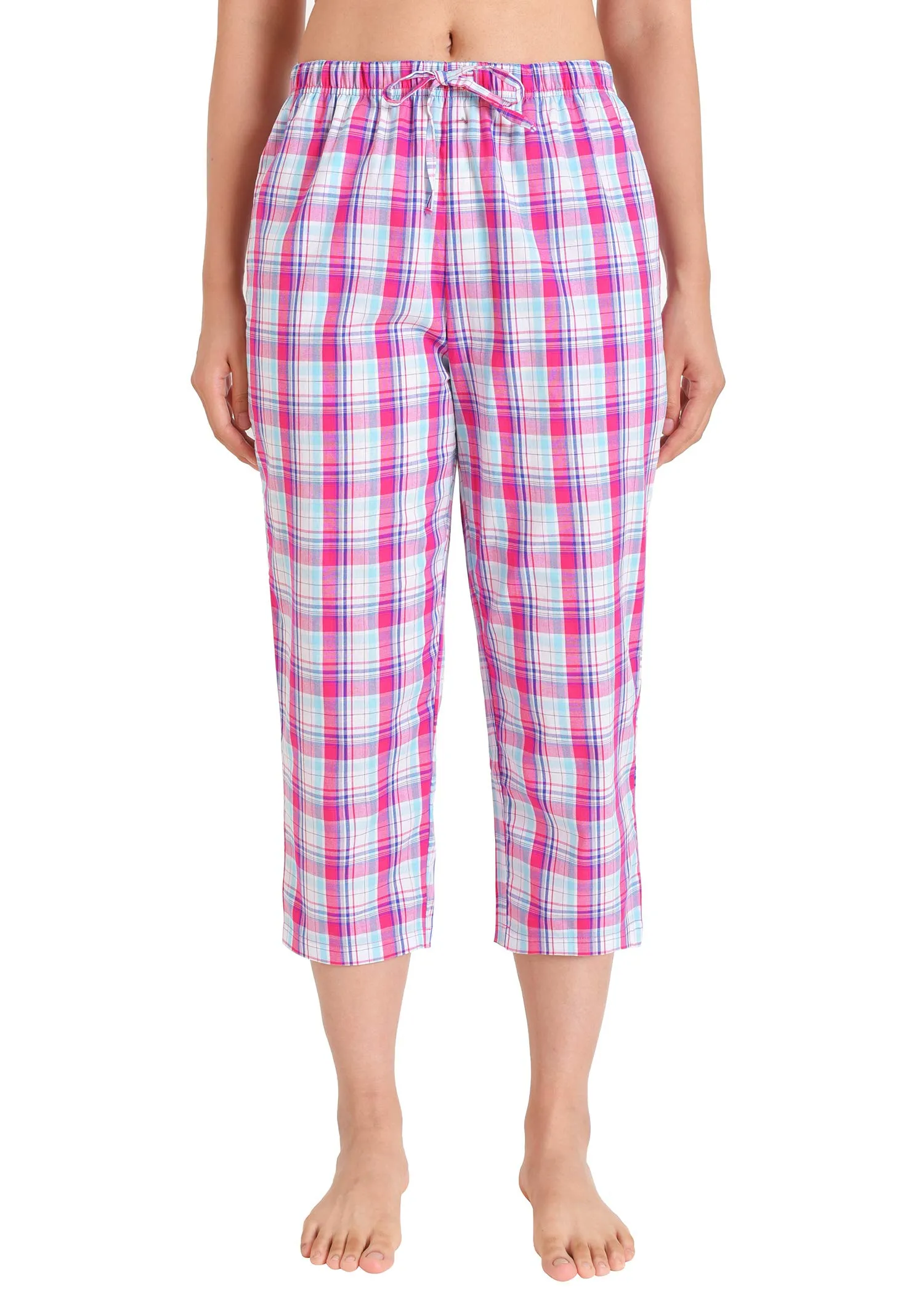 Women's Capri Pajama Pants Cotton PJ Bottoms with Pockets