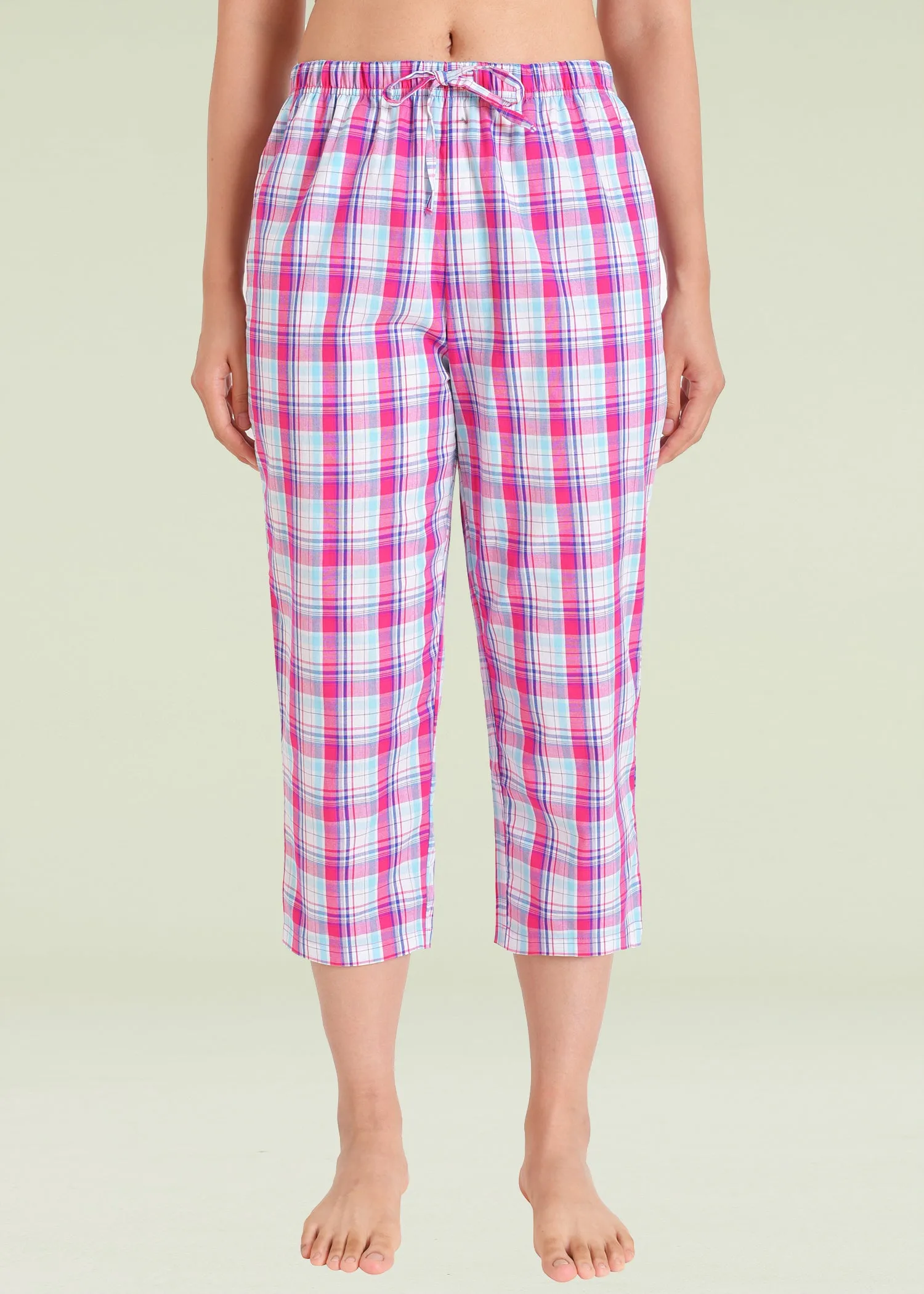 Women's Capri Pajama Pants Cotton PJ Bottoms with Pockets