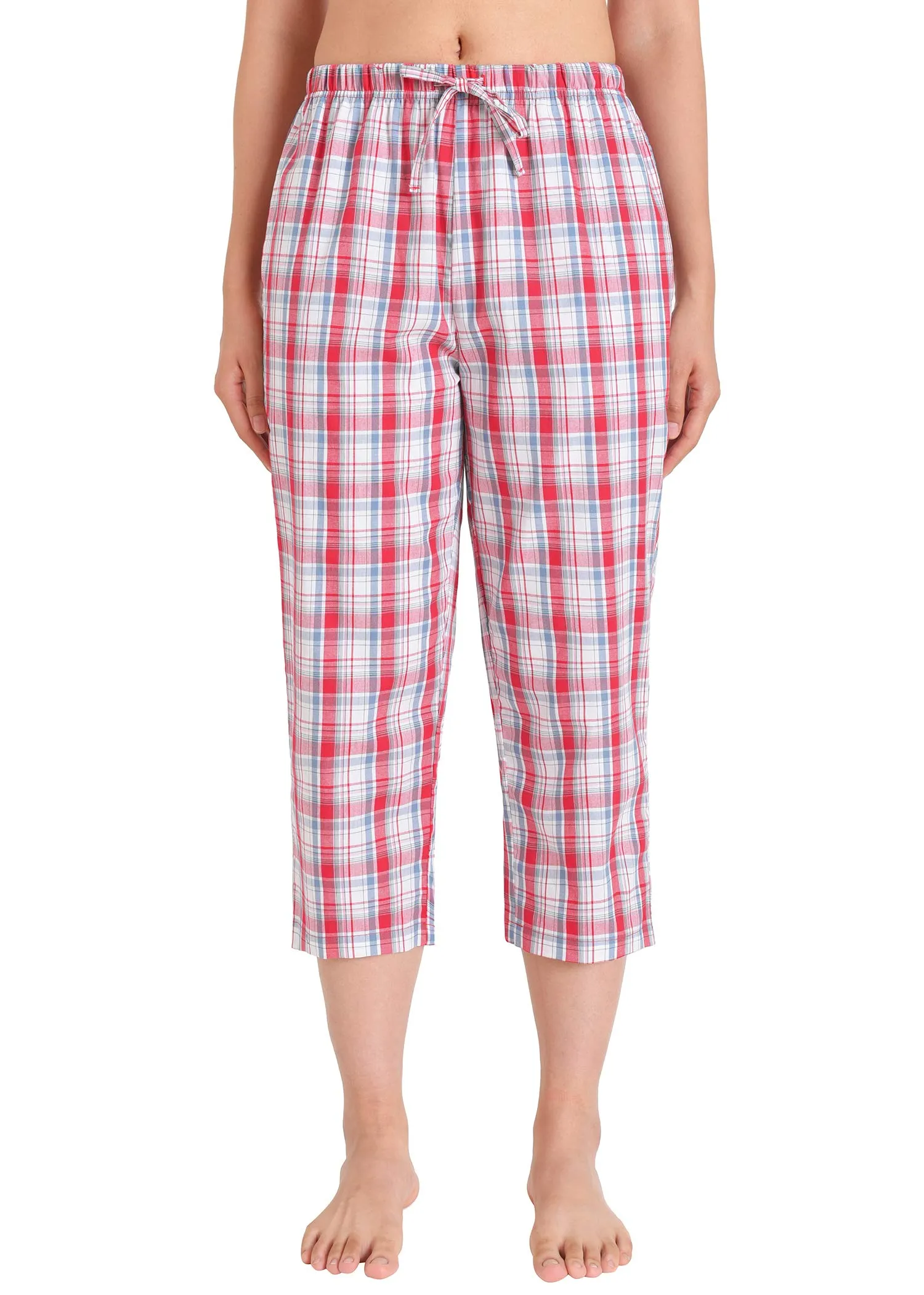 Women's Capri Pajama Pants Cotton PJ Bottoms with Pockets