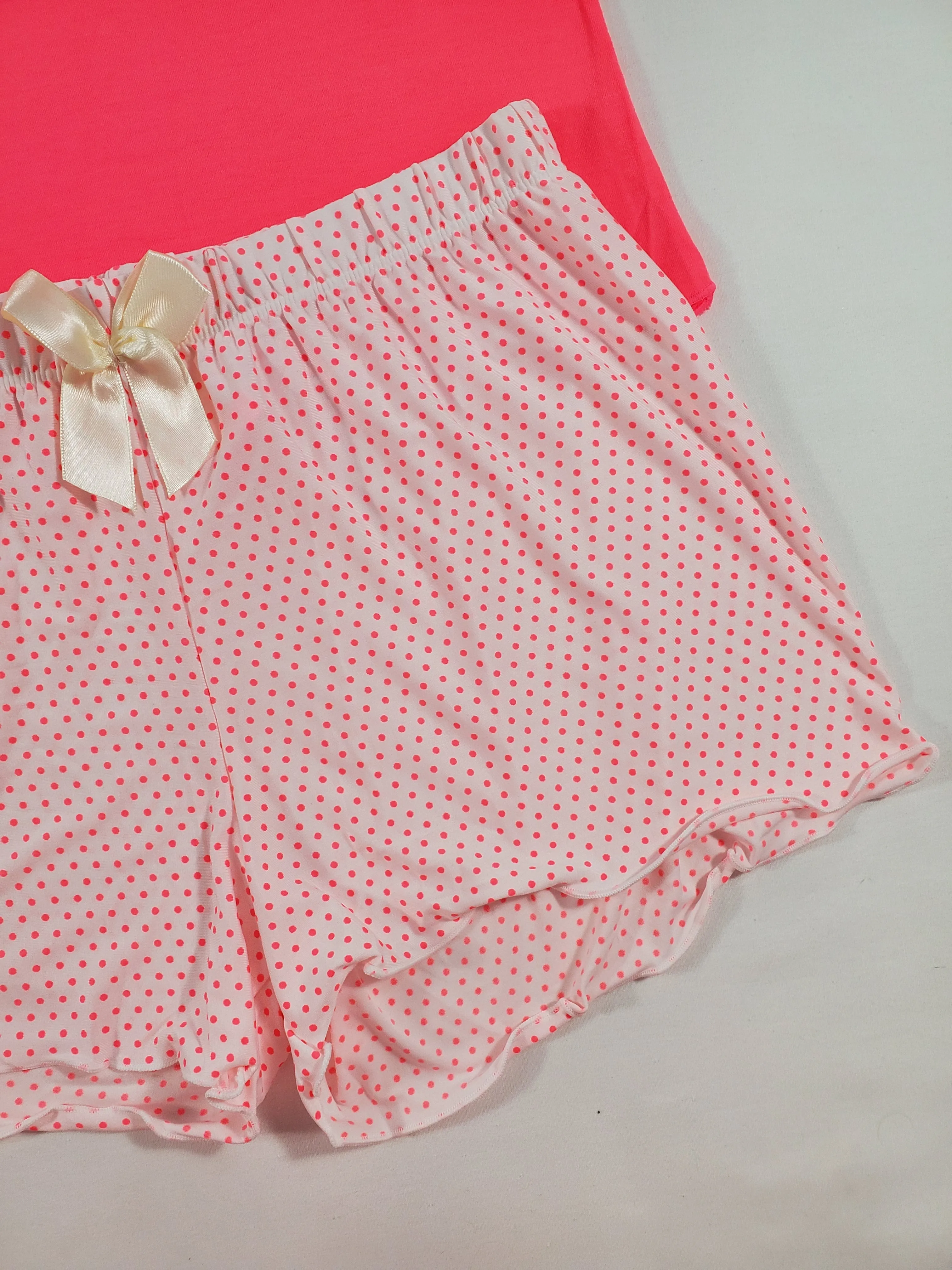 Women's Classic pajama set pink dots shorts fuchsia blouse