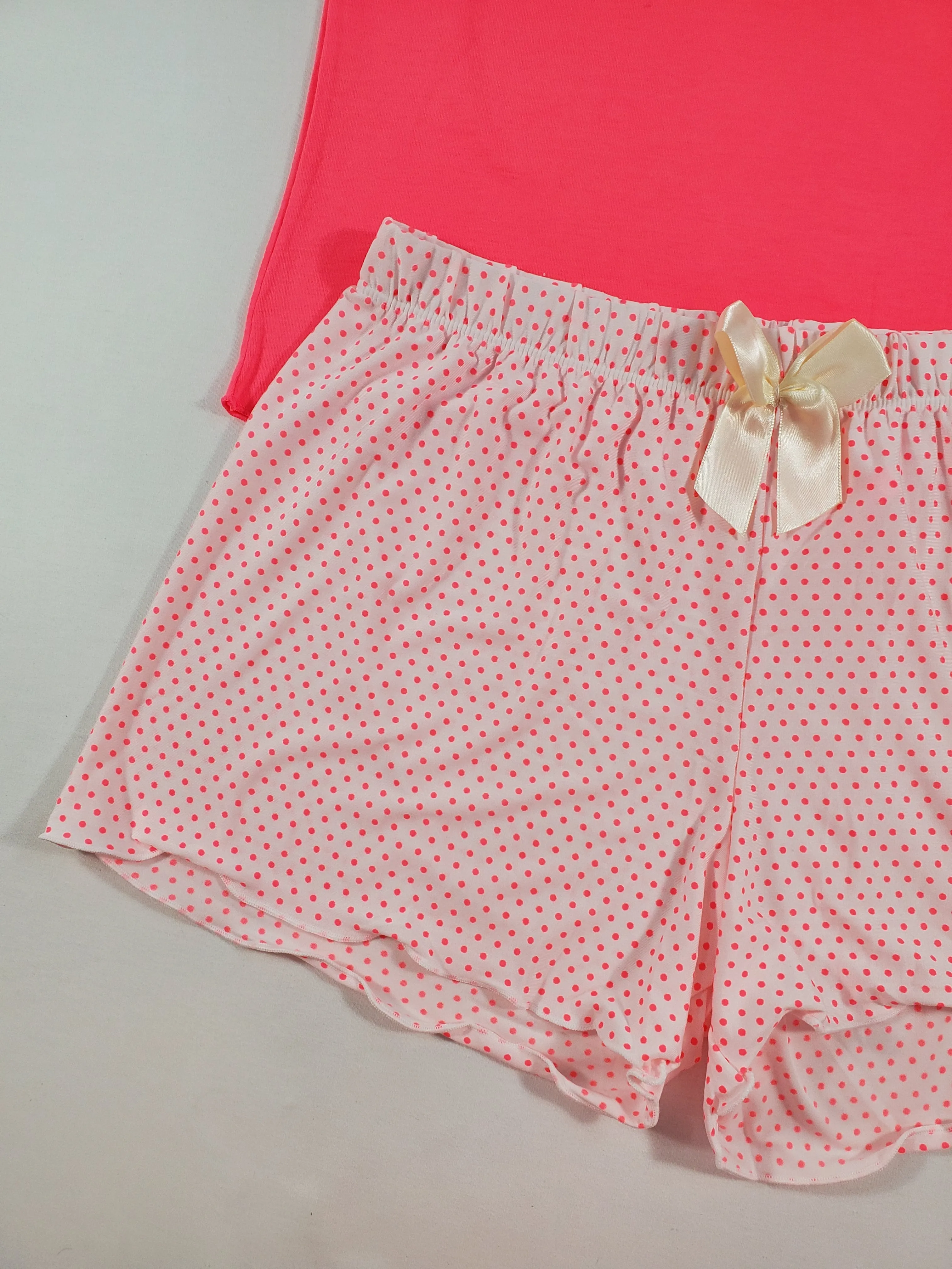 Women's Classic pajama set pink dots shorts fuchsia blouse