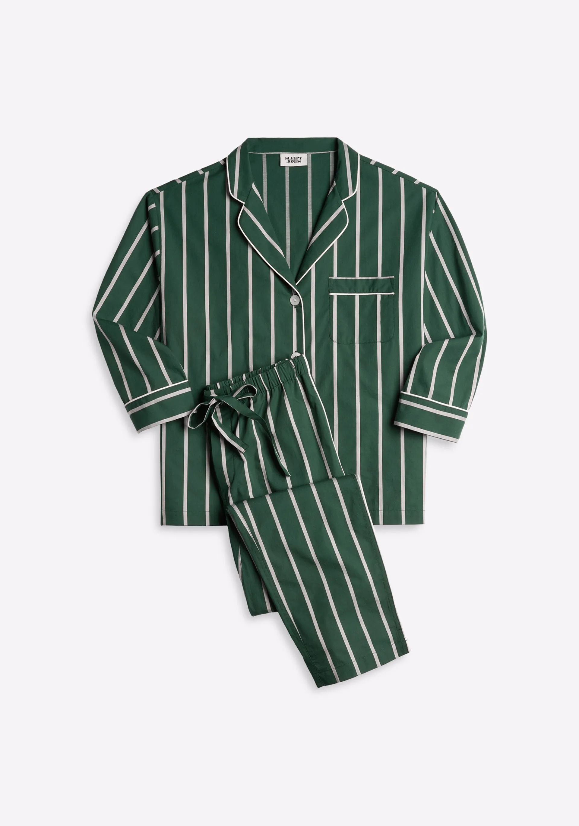 Women's Marina Pajama Set in Hunter & Cream Stripe